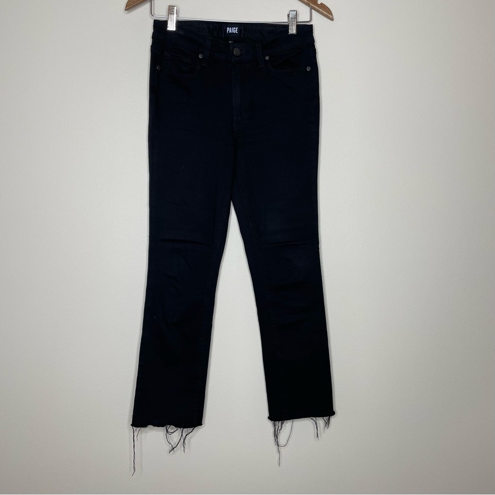 PAIGE Women's Black Jacqueline Straight Leg Jeans with a Raw Hem - Picture 8 of 8